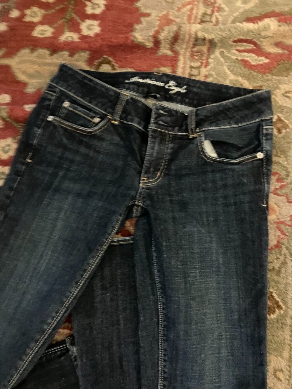 American Eagle Outfitters Dark Wash Mid-Rise Stretch Jeans Size 6 Long